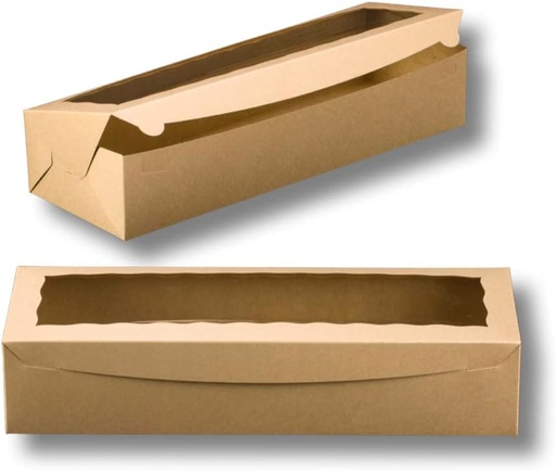 [BRSROYY3AV7BAAIZ] 12 Pack 20"x7"x4" Kraft Brown Bakery Box with Clear Display. Food Grade Material for Bakery Items. Gift Box for Mother's Day, Valentines Day, Birthday, Anniversary (Kraft Brown)